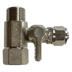   Bekötő idom golyós csappal - 3/8" külső / 3/8" belső menettel és 3/8"-os cső csatlakozással